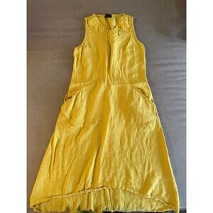 Terzo Millennio 100% Linen Sleeveless Dress - Made in Italy - Mustard Yellow - S